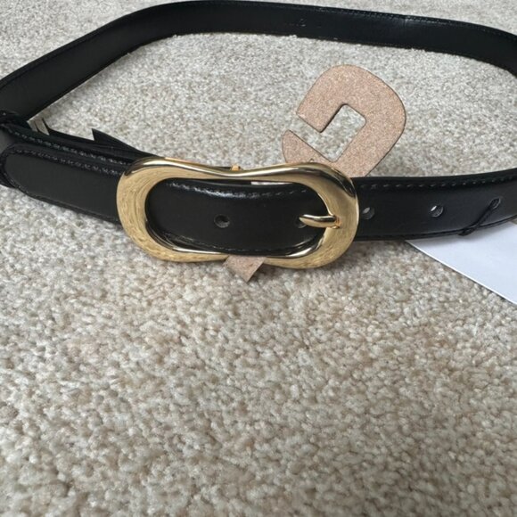 Mango CINTURON 650MILA black belt with gold buckle - M - Picture 2 of 7
